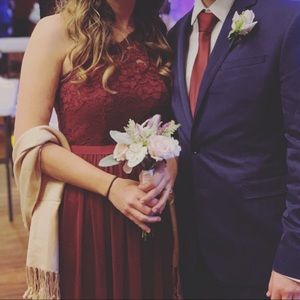 Wine colored bridesmaid dress